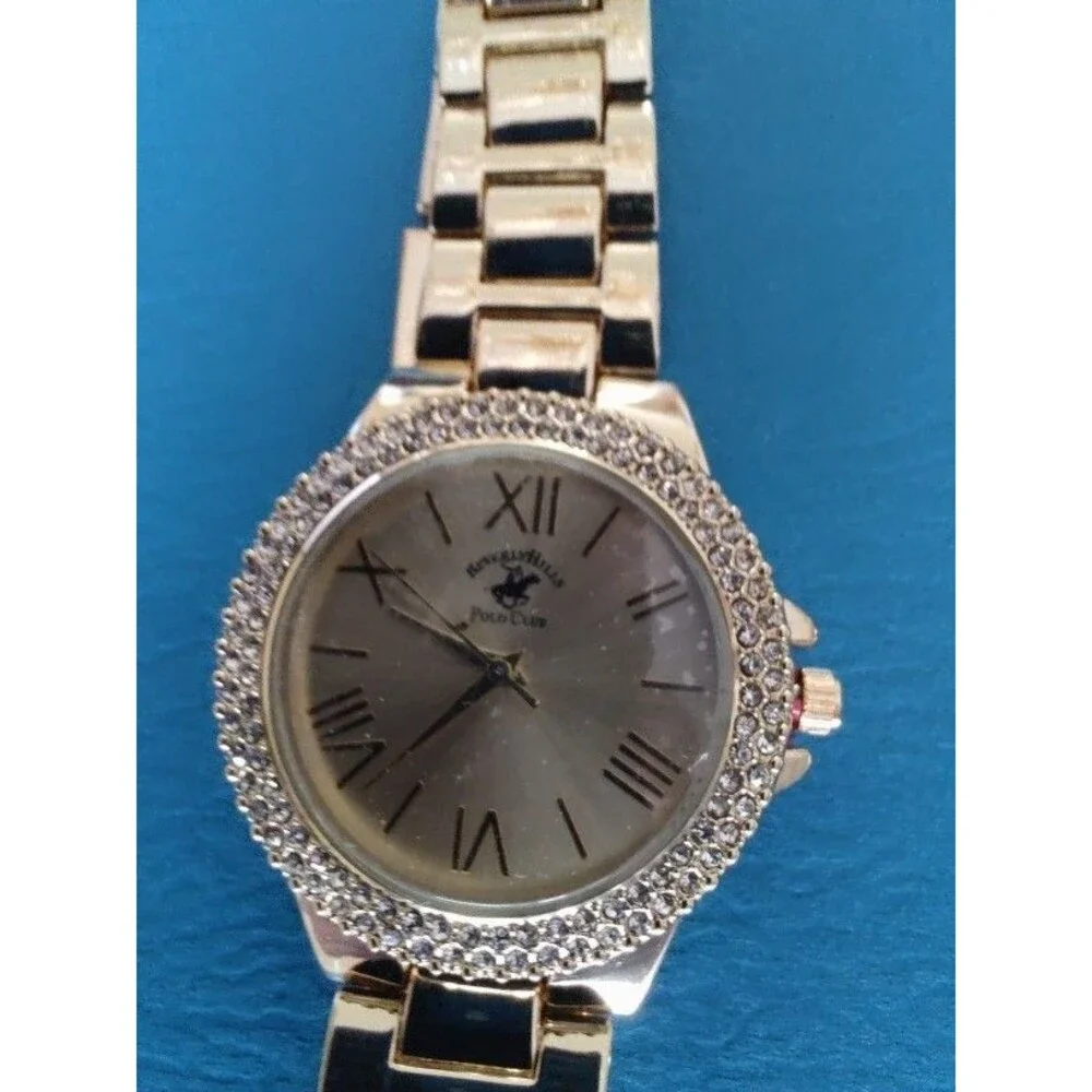 New without box Women's Beverly Hills Polo Club Gold Tone Watch with Crystals